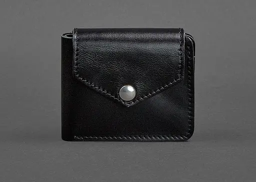 Шкіряне портмоне 4.2 на кнопці чорне - фото 1
