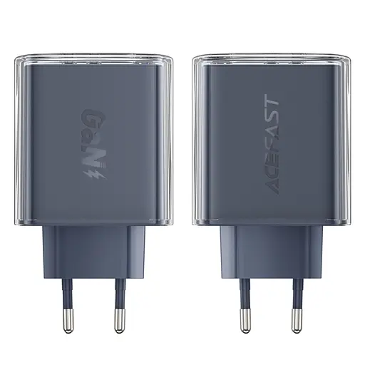 Зарядний пристрій Acefast A45 USB/2 Type-C QC PD PD65W GaN сіре - фото 3