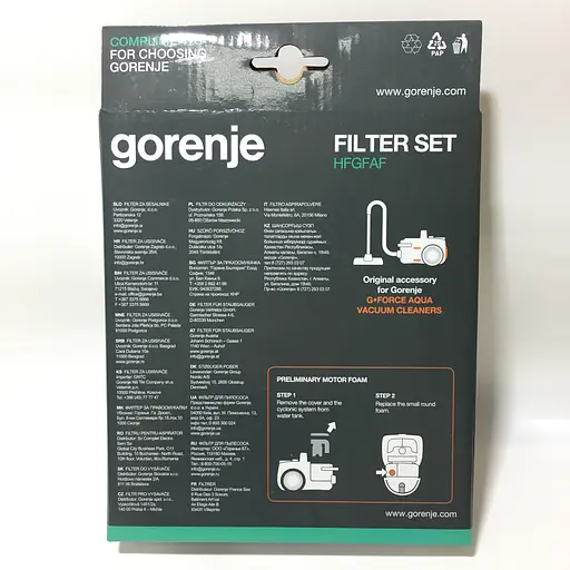 Комплект фільтрів для порохотягу Gorenje G-Force Aqua VCEB01GAWWF art. (678536), 731228 (HFGFAF) - фото 6