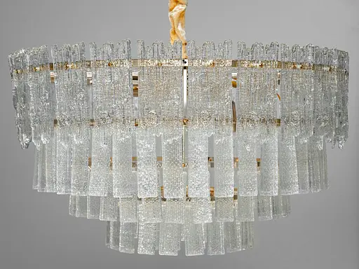 Вишукана люстра підвіс зі скляними пелюстками на 9 ламп, колір золото - фото 1