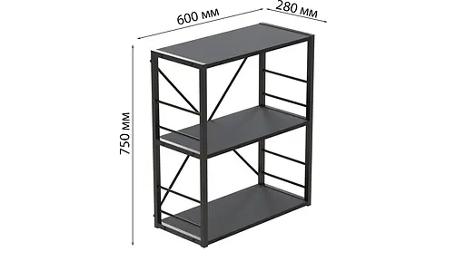 Этажерка 3/60 Серии Коннект 73x60x28 черный ДСП Сосна Кембра 16мм FRD-104259 - фото 6