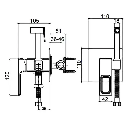 Набір гігієнічного душу прихованого монтажу Gappo G7217-9, Графітовий хром - фото 6