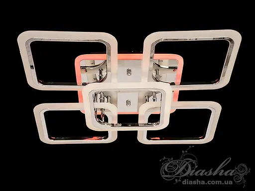 LED люстра під стелю з пультом, диммером і підсвіткою, хром, 120W - фото 4