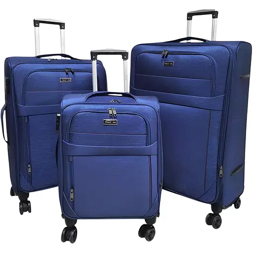 Набір тканинних валіз 3в1 з кодовим замком і телескопічною ручкою синій (M90-3)