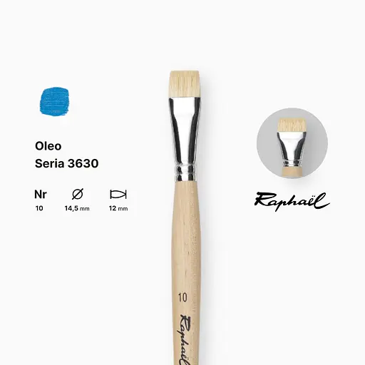 Кисть щетина плоская Raphael Oleo, №10, короткая ручка - фото 2