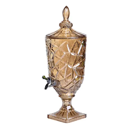 Лимонадница с краном стеклянная 3 л диспенсер для напитков лимонадник с краном Золотистый Yiwu HP-19-308 - фото 1