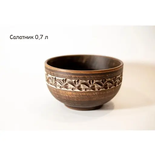 Салатник керамічний (глиняний)  0.7 л з орнаментом  - фото 2