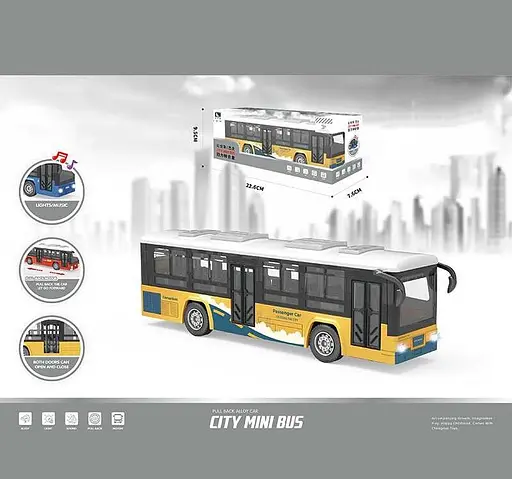 Автобус металлопластик, инерция, звук, подсветка (В ассортименте)