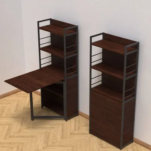 Стол книга с этажеркой Практик 2 Ferrum-decor 1555x640x990 Черный металл ДСП Венге Магия 16 мм (FRD-105393)