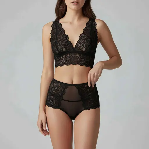 Комплект жіночої білизни мереживний з бюстгальтером чорний (K0534-1)