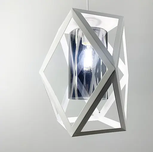 Світильник в геометричному білому металевому корпусі Line.F Колір плафона Янтарний - фото 7