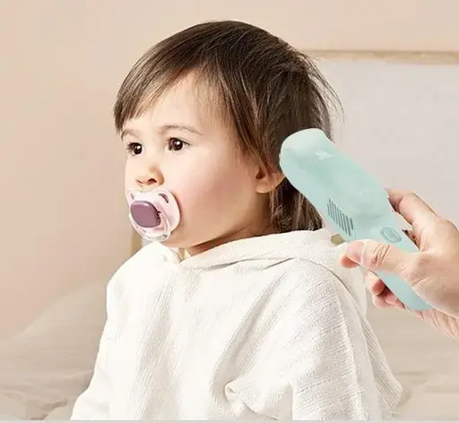 Машинка для стрижки детей бесшумная с вытяжкой VGR V-155, 4 безопасные насадки, IPX8, зеленая - фото 3