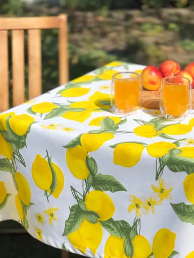 Водоотталкивающая Скатерть Принт Лимоны 220х140 см (+ 4 салфетки 30х40) - фото 3