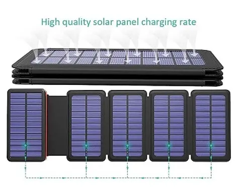 Сонячний зарядний пристрій Solar panel (5 панелей по 8W) VerWireless Charging 20000mAh (PN-W09) - фото 2