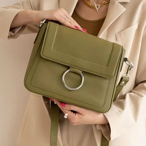 Жіноча шкіряна сумка Jessie оливкова - фото 8