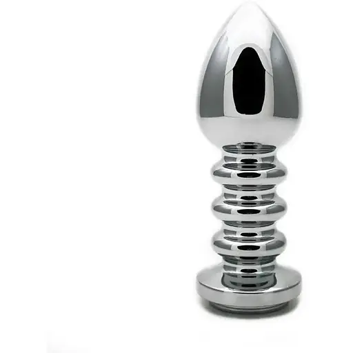 Рифлена анальна пробка з кристалом SKN-MS101 (довжина - 11.5 см, діаметр-4 см, Вага-182 гр.), Срібний / Голубой - фото 4