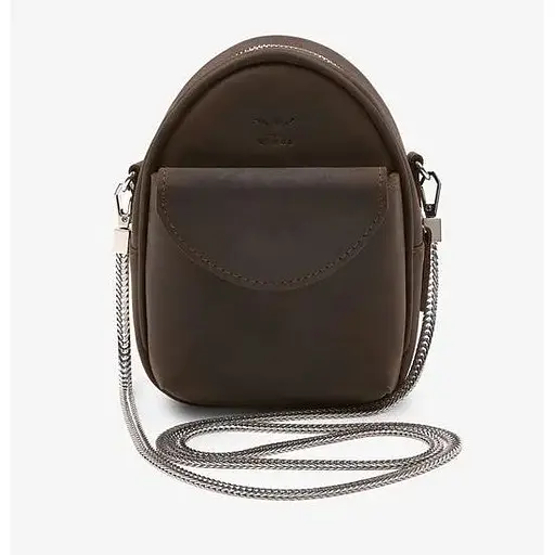 Шкіряна жіноча міні-сумка Kroha темно-коричнева vintage - фото 1