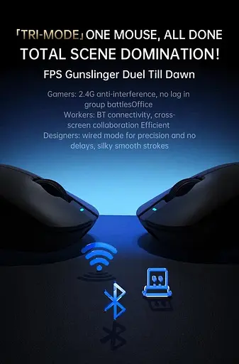 Игровая беспроводная мышка ATTACK SHARK X8SE / Три режима подключения / 55g / 25000DPI / Сенсор PAW3311 / Black - фото 6