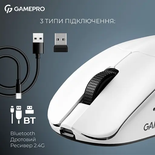 Миша GamePro Asgard Surt Wireless White (GM017W) [140401] - фото 7