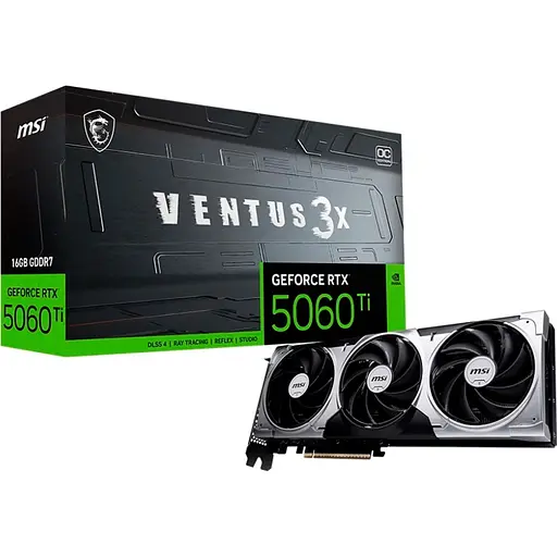 Відеокарта MSI GeForce RTX 5060 Ti 16GB VENTUS 3X OC (G506T-16V3C) EU [135971]