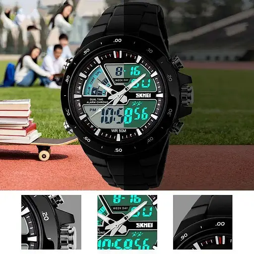 Чоловічий годинник Skmei 1016 Shark Black З червоною облямівкою - фото 8