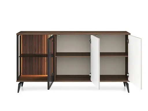 Комод з підсвіткою Вічі / Vici K154 3-дверний Горіх/кашемір Perfect Home Польща (PFH-091276) - фото 2