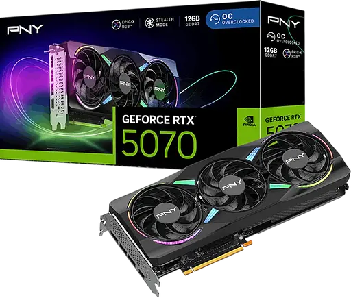 Відеокарта GeForce RTX 5070 12GB PNY ARGB Epic-X OC Triple Fan (VCG507012TFXXPB1-O) - фото 1