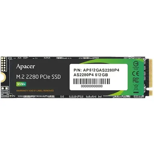 Накопичувач SSD внутрішній Apacer AS2280P4 512GB M.2 2280 PCIe 3.0x4 NVMe 3D TLC - фото 1