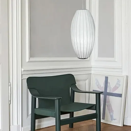 Дизайнерський світильник із полімерним овальним абажуром Ø28x55 см Line F AK05-280 x 550 Білий - фото 1