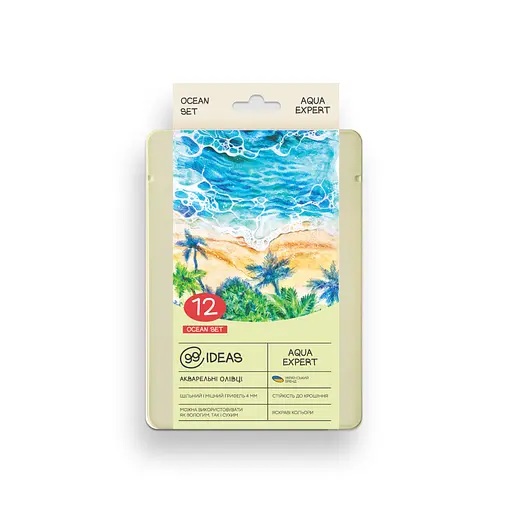 Набор карандашей акварельных 99IDEAS "Aqua Expert" 12 цветов, Ocean Set, металлическая коробка, 99AE-12OCN