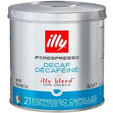Кофе в капсулах iperEspresso Illy Decaff без кофеина ж/б 21 шт - фото 1