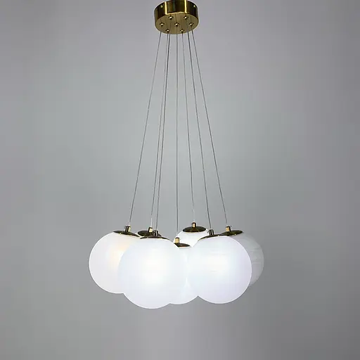 Люстра-пучок на 7 мраморных плафонов в латунном корпусе Ст. MJ 141/7 AB+WT (NEW) Line F - фото 5