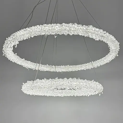 Невероятная хрустальная подвесная люстра Ø 60+40 см Ст. MD9105R-600+400 CH | Line F - фото 5