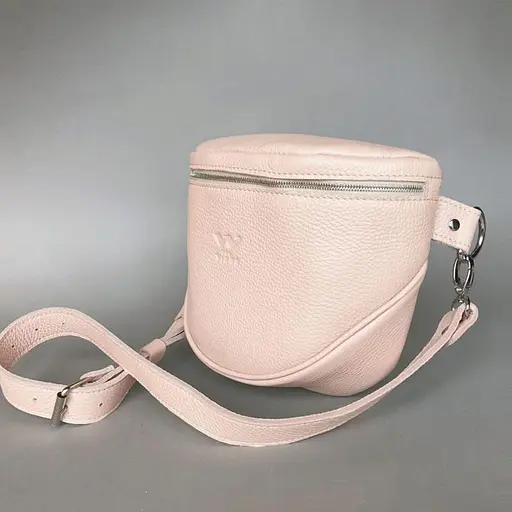 Шкіряна сумка поясна-кроссбоді Vacation пудровая флотар - фото 3