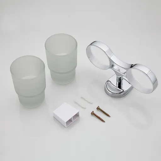 Склянка подвійна з тримачем Frap скло для зубних щіток F1908 1/40 хром - фото 3