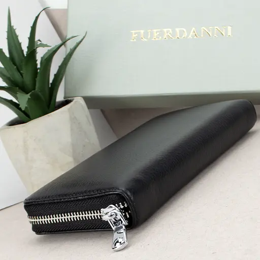 Гаманець жіночий шкіряний Fuerdanni 19600 чорний на блискавці - фото 4