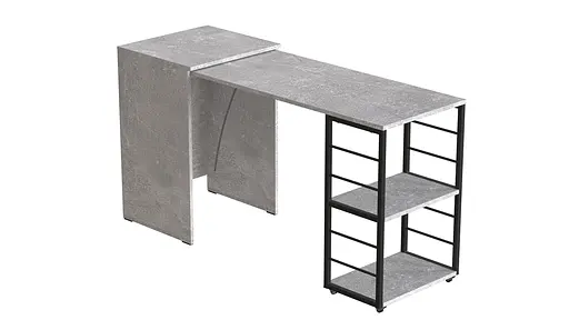 Стол-тумба трансформер Смарт 2/2 Ferrum-decor 750x1450x600 Черный металл ДСП Бетон 16 мм (FRD-105108) - фото 6