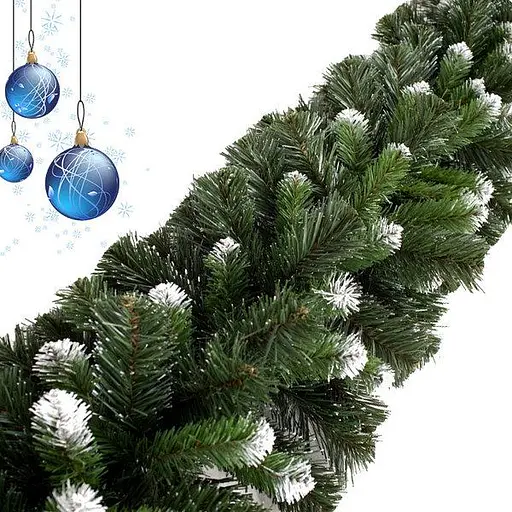 Гирлянда из ПВХ хвои Карпатская 2.5 м (Зеленая с белыми кончиками) - фото 2