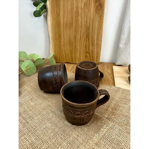 Чашка 0.4 л керамічна (глиняна) різьблена з декором - фото 7