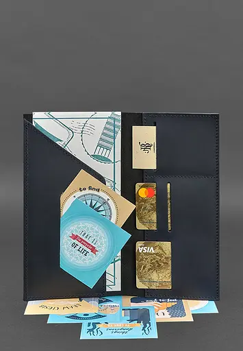 Кожаный тревел-кейс 3.1 темно-синий Crazy Horse - фото 3