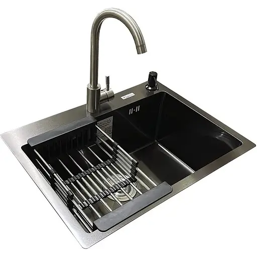 Комплект мойка + смеситель Romzha Arta U-550S BL(A) - фото 3