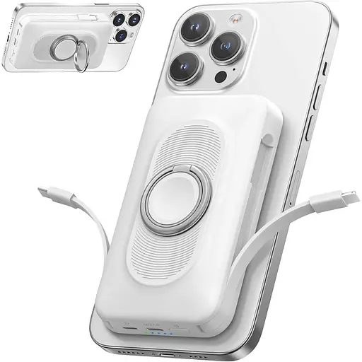 Магнітний зовнішній акумулятор 20000 мАг 4-в-1 з кабелем USB-C/iOS - фото 2