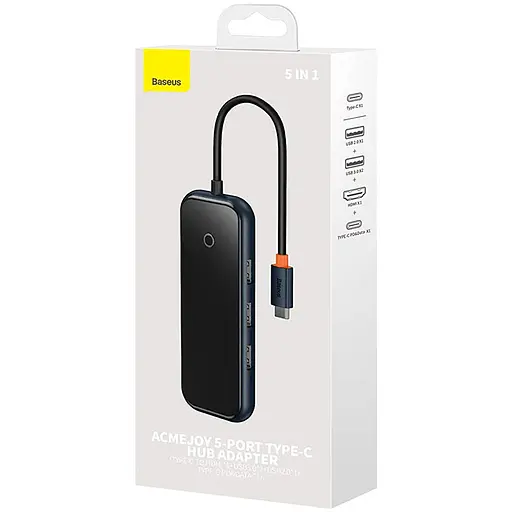 Перехідник Baseus Hub AcmeJoy 5-Port Type-C (HDMI*1+USB3.0*2+USB2.0*1+Type-C PD&Data*1) (WKJZ) Dark Gray - фото 5