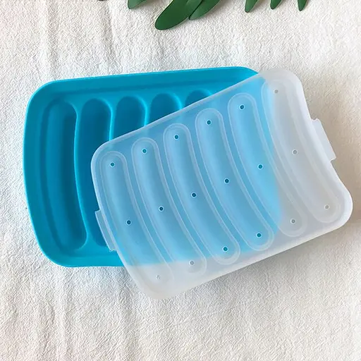 Форма для запікання випічки силіконова домашніх хот-догів, сосисок, ковбасок, кебаба кебниця, Kitchen Master Блакитний 85363 - фото 6