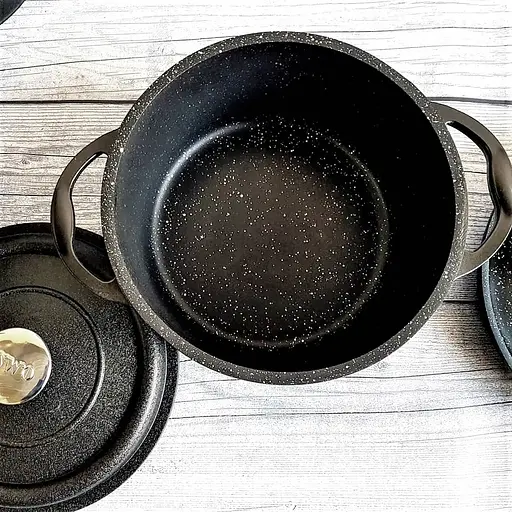 Набір каструль O.M.S. Collection 3050 з гранітно-мармуровим покриттям Чорний (Туреччина) - фото 7