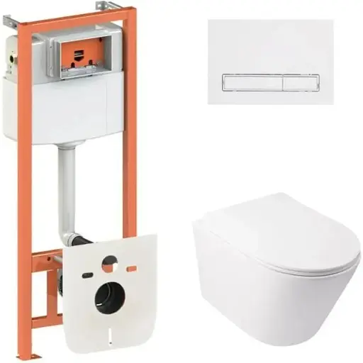 Набір Q-tap Nest 4 в 1 підвісний унітаз Swan Ultra Quiet 485x360x320 + комплект інсталяції QT16335179W45155 - фото 1