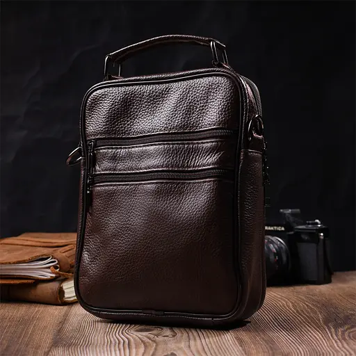 Шкіряна чоловіча сумка Vintage 19х25х6,5 см sum0023577 - фото 8