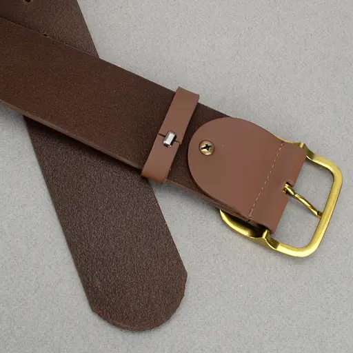 Ремень женский широкий кожаный JK-5070 коричневый с золотой пряжкой (125 см) - фото 5