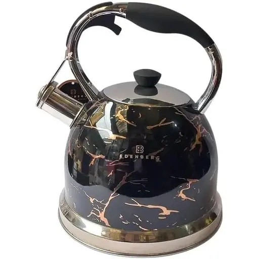 Чайник Edenberg из нержавеющей стали со свистком черный мармор 3 л (EB-8868)