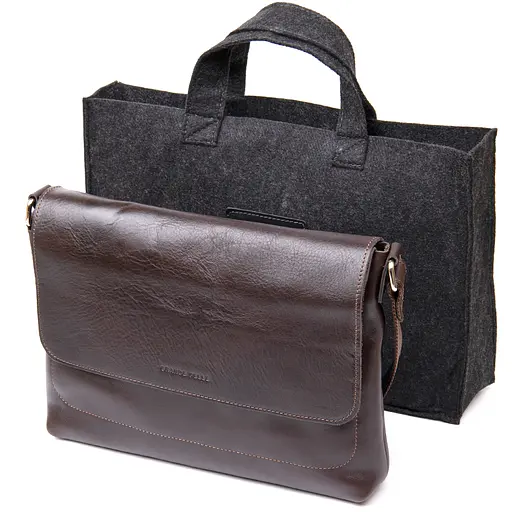 Кожаная мужская сумка GRANDE PELLE 30х23х6 см sum0015573 - фото 5